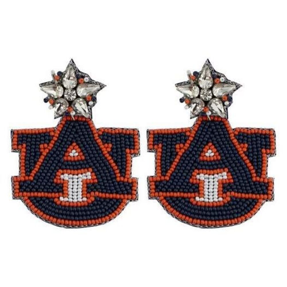 Auburn University Earrings beaded rhinestone